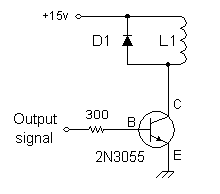 Schematic of power transistor and coil