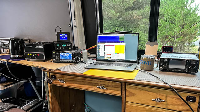 Radio desk with Icom IC-7300 and IC-9700