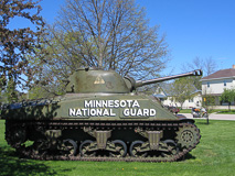 Battle tank on display at the Minnesota National Guard office