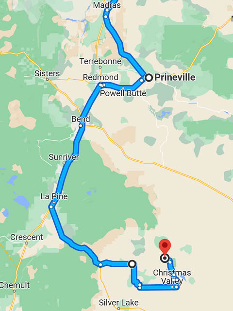 2022-05-13 Route from Prineville to Green Mtn via Christmas Valley