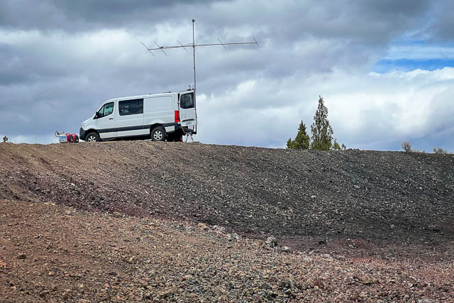 Barry's rover van at the top of the gravel pit