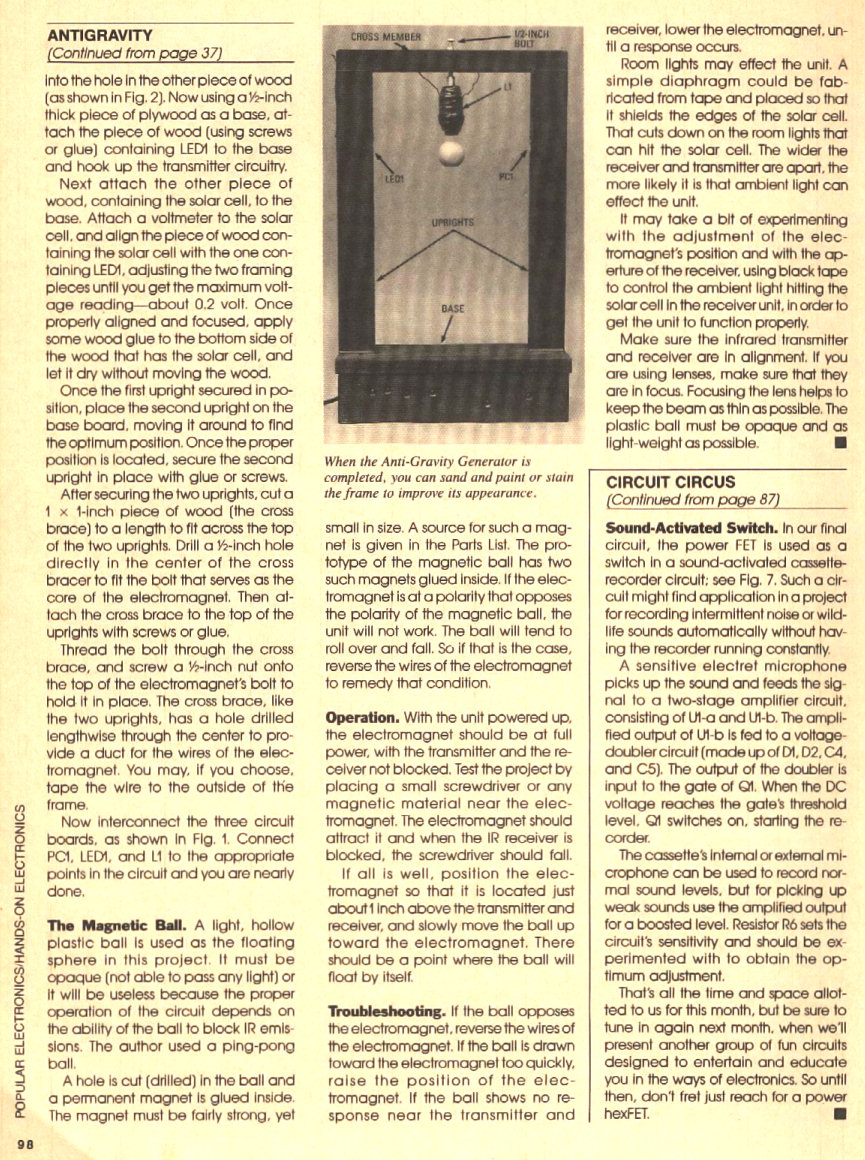 scanned page 98 from Popular Electronics, 1989
