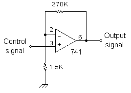 Schematic of non-inverting output amplifier using op-amp