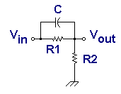 Schematic of phase lead network (two resistors and capacitor)