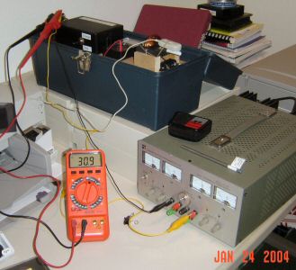 Photo of mark 3 coilgun on test bench with microphone on firing tube