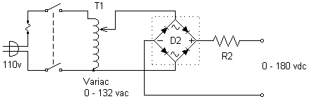 partial schematic of a Variac power supply