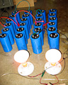 Discharging 2KJ capacitor bank into series-connected light bulbs