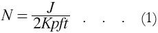 Equation 1: N = J / 2 K p f t