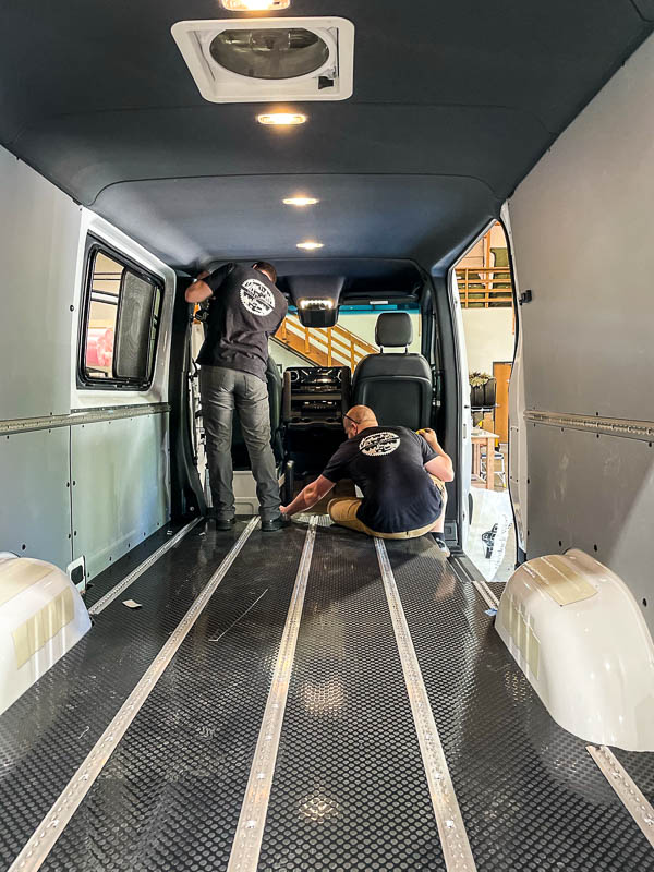 Upfitting the Sprinter van with smart floor system