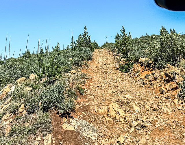 Steep and rocky road leading to the Stone Corral Lookouit