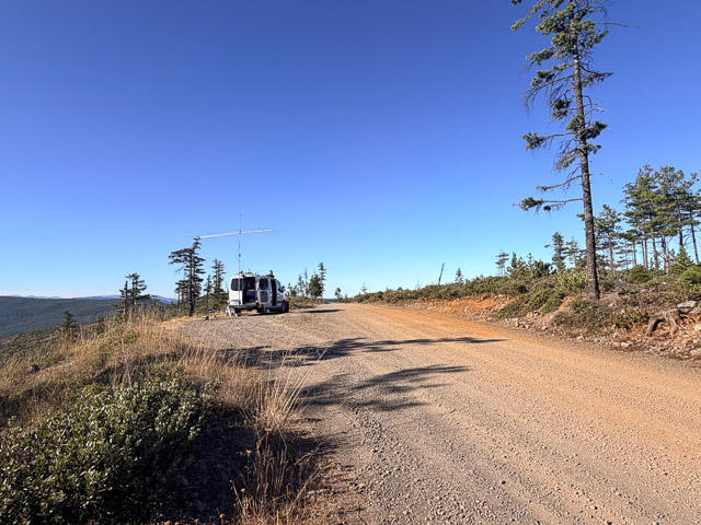 K7BWH parked in a wide spot on the main road into the Six Rivers wilderness area