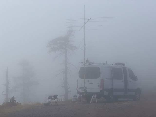 Heavy fog on the Stone Corral ridge required the use of a backup power generator