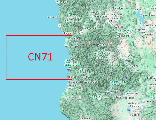 Large map showing CN71 is mostly water