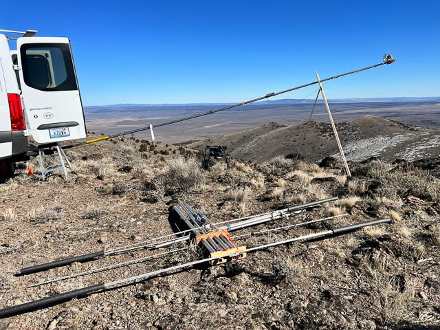 Setting up 6m5 antenna on Glass Butte, Oregon