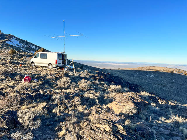 Setting up generator and 6m5 antenna on Glass Butte, Oregon