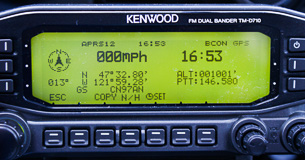 Kenwood TM-D710 showing APRS information at Issaquah Highlands CN97